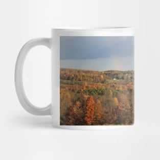 Fall Rainbow Over Hillside at Mill Road Mug